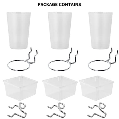 6 Sets Pegboard Bins and Cups with Pegboard Hooks (Transparent)