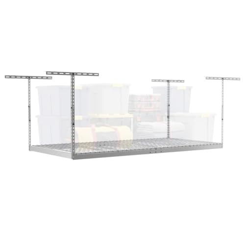 White 4x8 Overhead Storage Rack w (White / 12"-21")