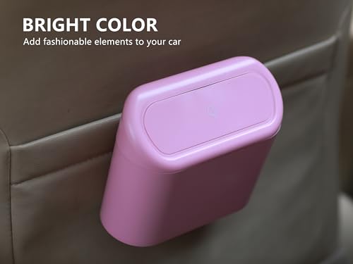 2 Pack Mini Car Trash Can with Lid (Pink)
