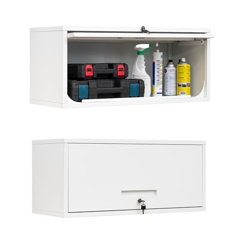 Metal Wall Cabinet with Doors (13"D x 32"W x 14"H / White)