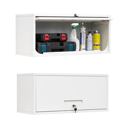 Metal Wall Cabinet with Doors (13"D x 32"W x 14"H / White)