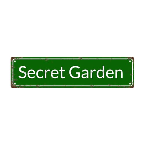 SECRET GARDEN SPACE Metal Tin Street Sign Bar Cafe Garage Cave Home Room Wall Bathroom Farmhouse Garden Porch Patio Decor (SECRET GARDEN)