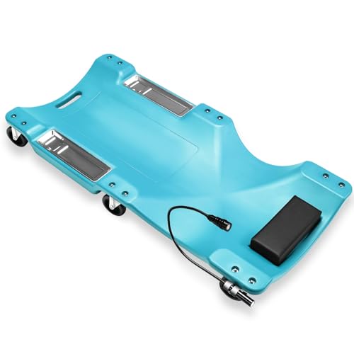 40'' Low Profile Car Rolling Mechanic Creeper (Sky Blue / 40" L (w/LED Light))