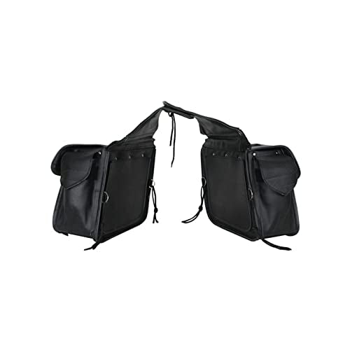 Motorcycle Saddle Bags Leather Motorcycle Luggage Bag with Gun Holsters For Softails Sportsters and Choppers Tool Bags (Style1 - Leather / 14" x 8" x 11")