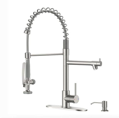4 Hole Kitchen Sink Faucet with Soap Dispenser Brushed Nickel (Brushed Nickel)