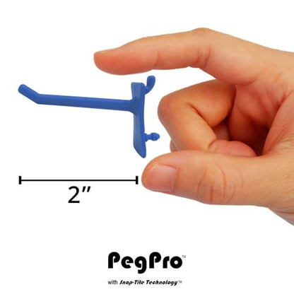 PegPro® 2" Hooks Kit for Standard “Wood Fiber” pegboard (2" Straight / Blue)