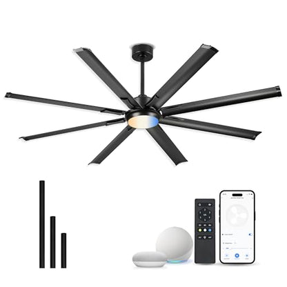72 Inch Large Ceiling Fan with Light (Matte Black / 72 Inch)