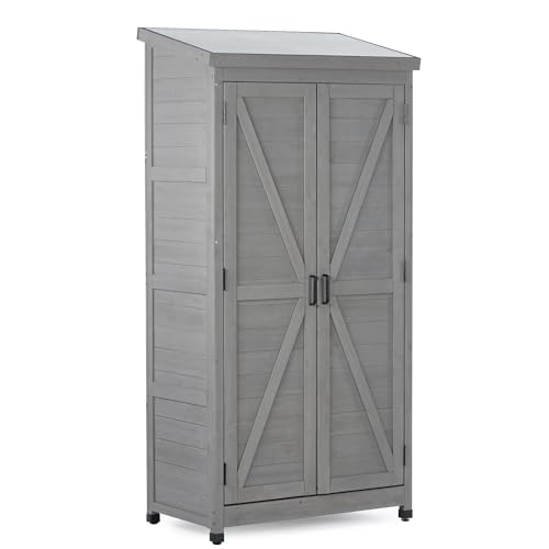 Outdoor Storage Shed Waterproof (Gray / 20.50"D x 68.50"W x 33.50"H)