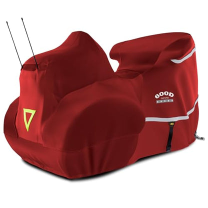Motorcycle Cover with Side+Top Box Heavy Duty 600D Waterproof for Touring Models Harley Davidson Ultra Limited (Red / Side+Top box)