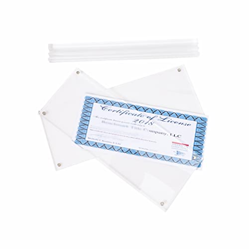 2 Pack of Acrylic Business License Frame for 4x9 Business License Certificate Desk (Clear-2PCS)