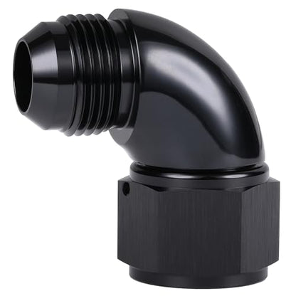 90 Degree 12AN Male to 12AN Female Swivel Full Flow Fitting Adapter Coupler Aluminum Black (12AN / Black - 90 Degree)