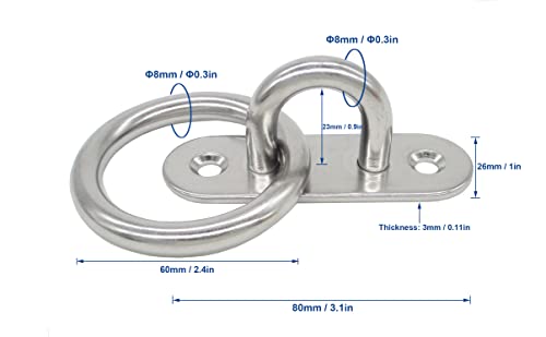 Stainless Steel Ceiling Hooks & Wall Hangers with Rings (M8 With Ring)