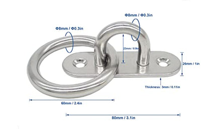 Stainless Steel Ceiling Hooks & Wall Hangers with Rings (M8 With Ring)