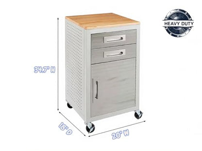 Heavy Duty Rolling Storage Cabinet with Wheels and Drawers (1 Door, 2 Drawer (20" W x 18" D x 34.7" H) / Granite)