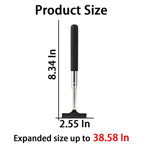 38.6 Inch Telescopic Side Mirror Glass Squeegee (Black)