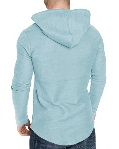 Mens Fashion Athletic Hoodies Sport Sweatshirt Solid Color Fleece Pullover Sky Blue 3X (3X-Large / Sky Blue)