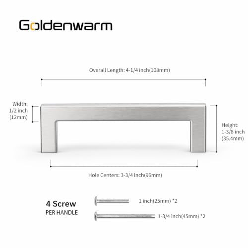 10 Pack 3-3/4 Inch Brushed Nickel Cabinet Pulls Kitchen Handles (Brushed Nickel / 3-3/4 Inch Hole Centers)