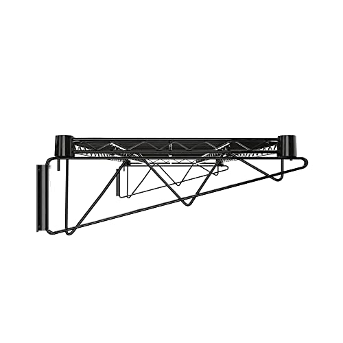 18" x 48" Black Epoxy Wire Wall Mount Shelf (Black / 18" x 48")