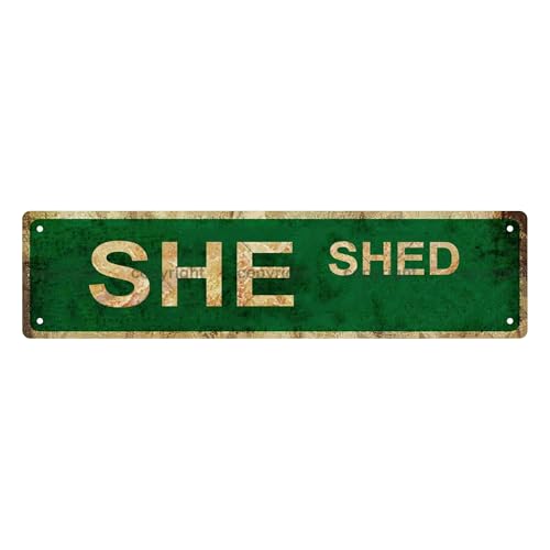 SHE SHED SPACE Metal Tin Street Sign Bar Cafe Garage Cave Home Room Wall Bathroom Farmhouse Garden Porch Patio Decor (SHE)