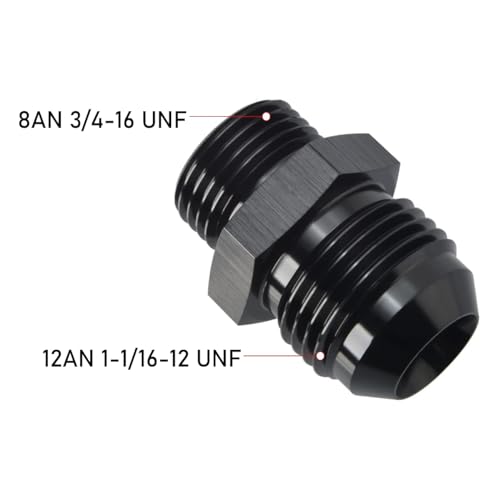 12AN Male Flare to 8AN 8 ORB O (12AN to 8AN ORB / Black - 2PCS)