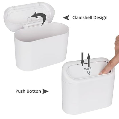 Car Trash Can with Lid (White)