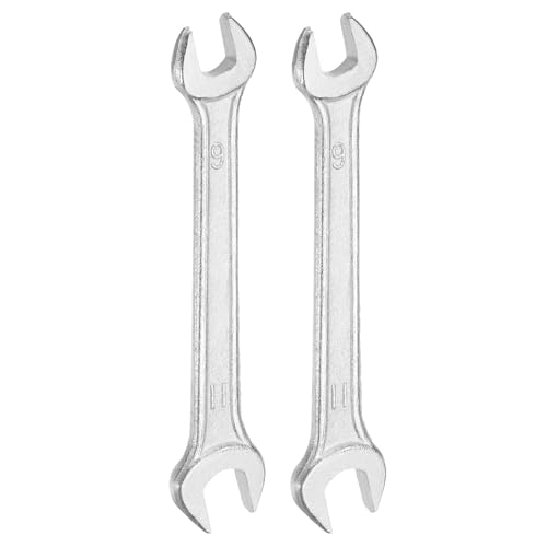 2pcs Double Open End Wrench 9mm x 11mm Metric 15 Degree Offset Angle Small Flat Head Wrench Galvanizing Open Ended Spanner for Automotive Repair Furniture Assembly (9mm x 11mm)