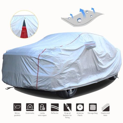 Hard Shell Truck Car Cover Waterproof UV (Silver-Red / TM：for Truck(Lenght 212"))