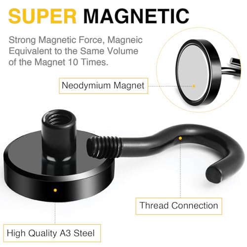 Magnetic Hooks 20pcs 50lbs Cruise Essentials 2026 Magnet Hook Black (Black / 0.78in)