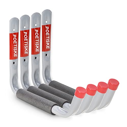 POETISKE Utility Hooks Ladder Hooks with 9.8'' Jumbo Arm Garage Storage Organizer Hang Folding Chair Bike Ski Tool Heavy Duty 4PC
