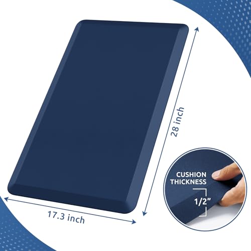Kitchen Mat Cushioned Anti Fatigue Rug Standing and Comfort Floor Mats (Blue / 28"L x 17.3"W x 0.5"Th)