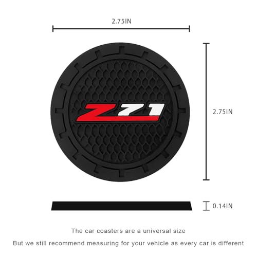 Car Cup Holder Coaster for Chevrolet Z71 Colorado Silverado Series Recessed Silicone Cupholder Coaster Interior Accessories 2.75in 2Pieces Black (Black-a9)