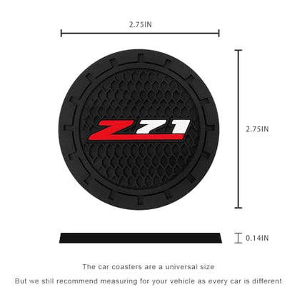 Car Cup Holder Coaster for Chevrolet Z71 Colorado Silverado Series Recessed Silicone Cupholder Coaster Interior Accessories 2.75in 2Pieces Black (Black-a9)