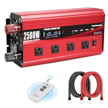 2500W Power Inverter 12V to 110V (Red / 2500W-12V)