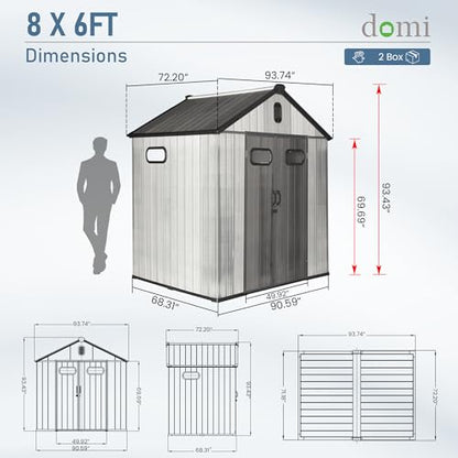 Domi 8x6 FT Resin Outdoor Storage Shed (8x6FT)