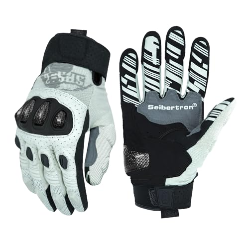 SPS 2 Unisex Touchscreen Road Racing Motorcycle MTB Sports Gloves Also fit BMX MX ATV Mountain Bike Bicycle Cycling Off (White SPS-2 / M Youth)