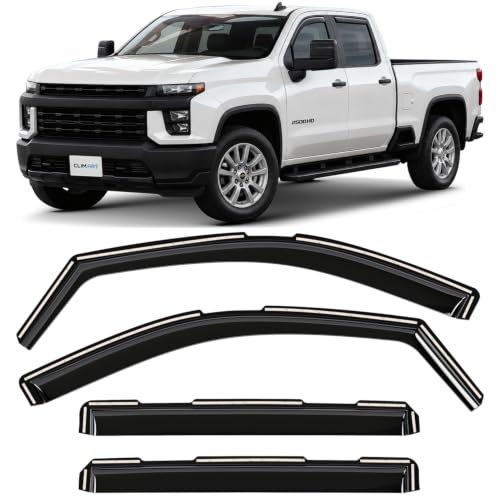 Window Deflectors Smoke Tinted in (For Silverado 20-26 2500/3500 Crew Cab)