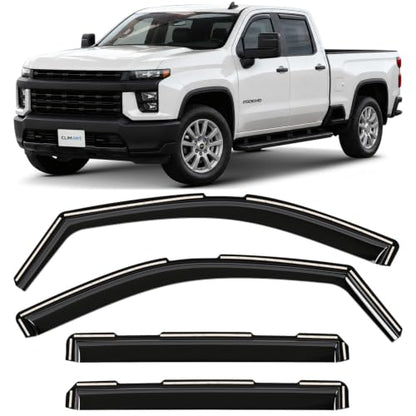 Window Deflectors Smoke Tinted in (For Silverado 20-26 2500/3500 Crew Cab)