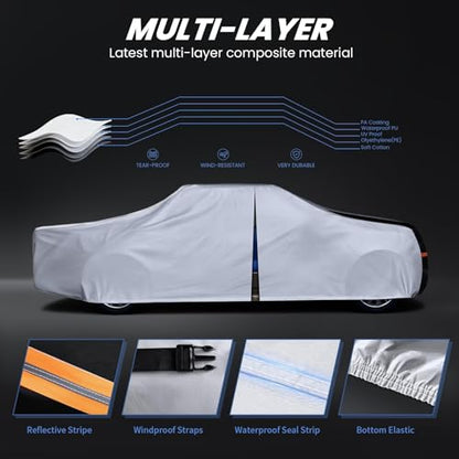 Multi Layer Ram 2500HD Truck Cover (Ram 2500HD 2002-2026 Mega/Quad Cab LB+Towel+Bag / White Truck Cover)