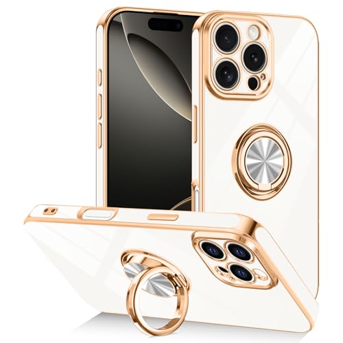 Designed for iPhone 16 Pro Case with Ring Stand Slim White (White / 6.3'' iPhone 16 Pro)