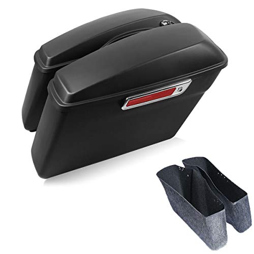 Matte Black Hard Saddlebags Fit for Harley Touring Road King Street Glide Electra Ultra 2014 (Matte Black / For 2014-later)