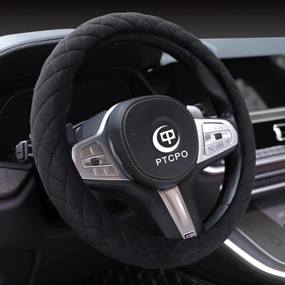 Soft Car Steering Wheel Cover for Sedan (Black / Standard Size[14" 1/2-15"](37-38cm))