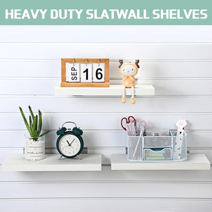 4 Pack Wooden Slatwall Shelf (White / 16.1" X 6.7"x 1.1")