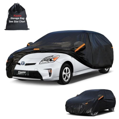 Hatchback Car Cover Waterproof All Weather (PE-Black / 4 H3 Fit Station Wagon-Length (178" To 189"))