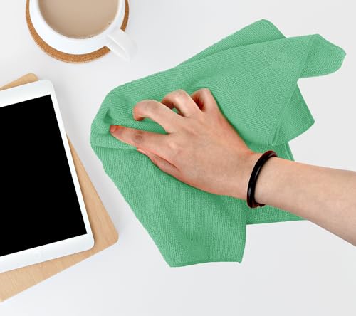 Microfiber Cleaning Cloths (Pack of 48 - 16x16 Inches / Green)