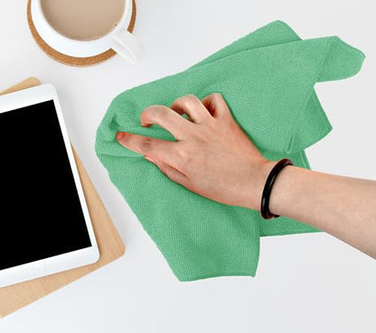Microfiber Cleaning Cloths (Pack of 48 - 16x16 Inches / Green)