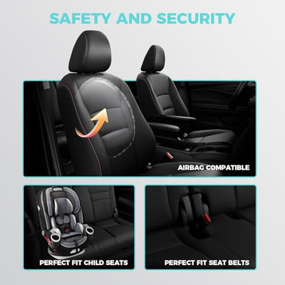 Custom for Honda Pilot Seat Covers (Black-Red / 8 Seats - LX,EX 2016-2022)
