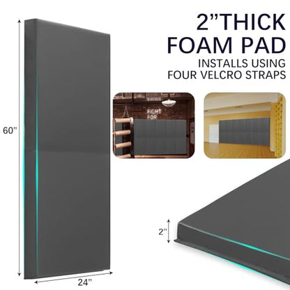 60" 72" High Gym Wall Padding 2" (DARK GREY / 60" x 24" x 2")