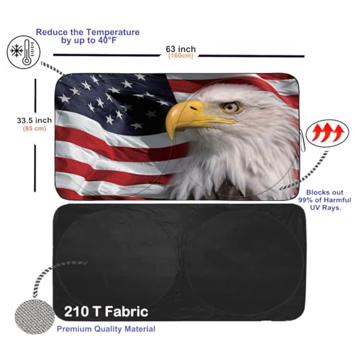 Windshield Sun Shade for Car Front Window Cover Sunshades Visor Automotive Sun Shield for Full (US Flag / Large)