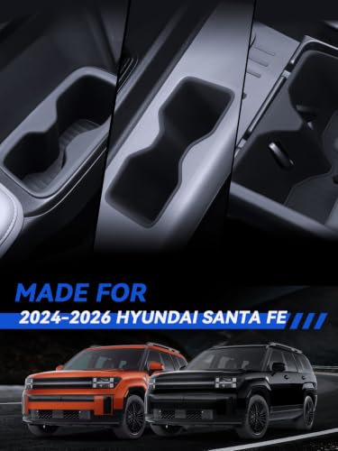 for Santa Fe Cup Holder 2024 2025 2026 Santa Fe Hybrid Accessories 5 Pcs Set Center Console + Second Door + Third Row Cup Holder Insert (for 2024-2026 Hyundai Santa Fe)