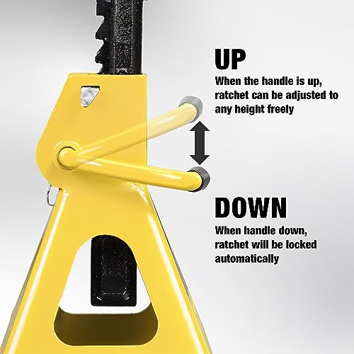 2 Ton Jack Stands with Double Locking and Large Foot Base for Lifting Car (yellow / 2 ton double locking and upgraded base)